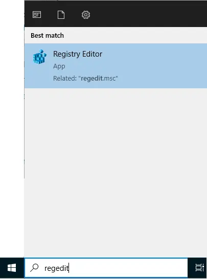 Search Registry editor