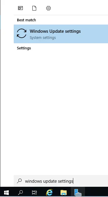 Search Windows update settings