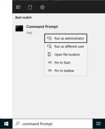 Search command prompt