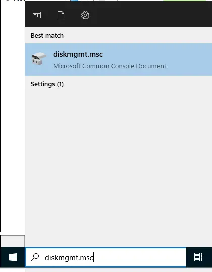 Search diskmgmt.msc