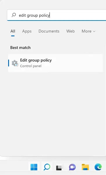 Search edit group policy