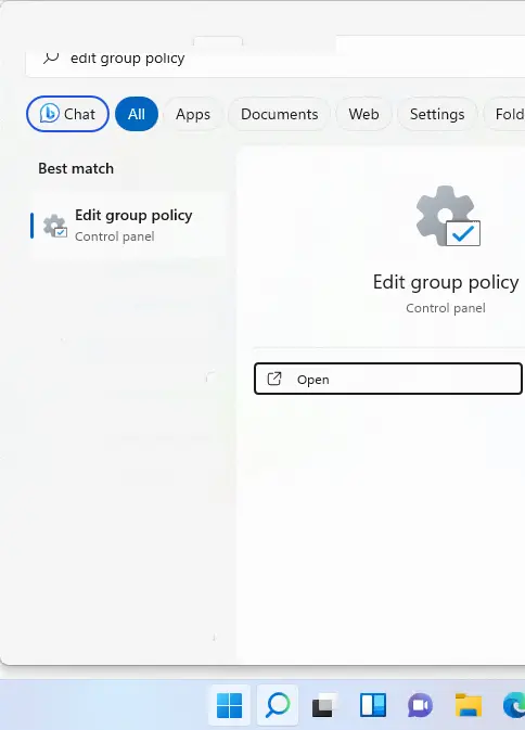 Search edit group policy