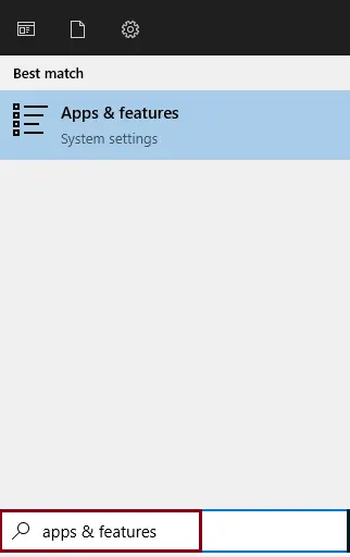 Search for apps & features