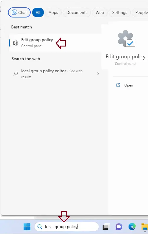 Search local group policy