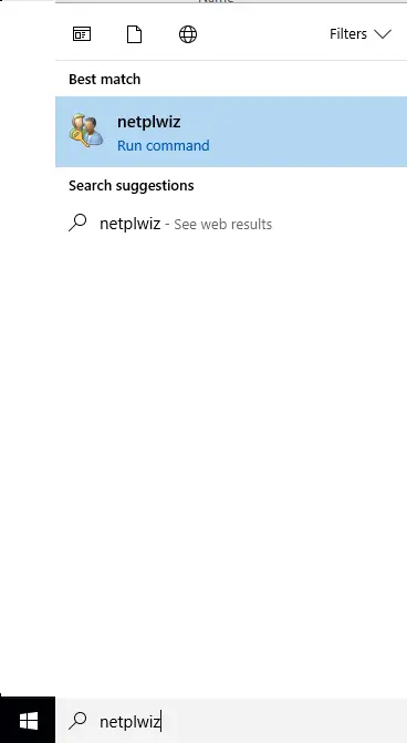 Search netplwiz