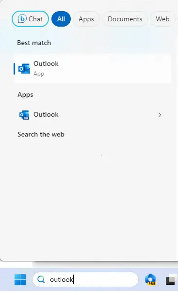 Search outlook app