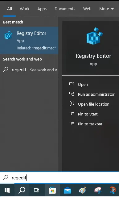 Search regedit