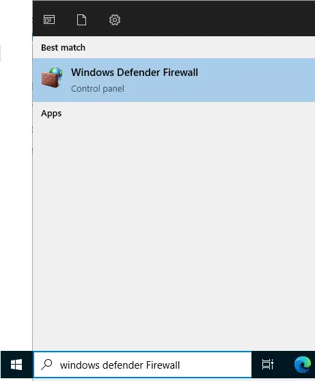 Search windows defender firewall