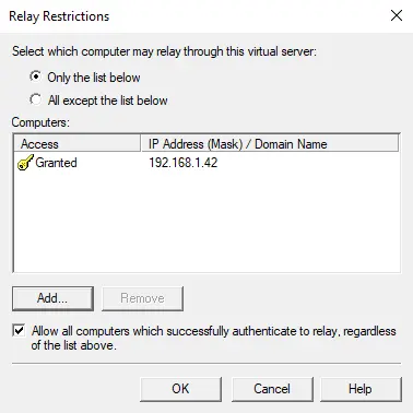 Secure SMTP email relay server