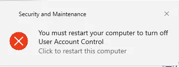 Security and maintenance restart computer