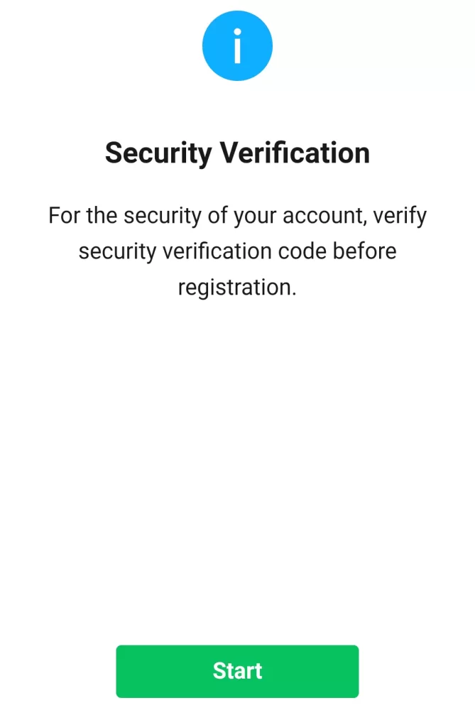 Security verification Wechat sign up