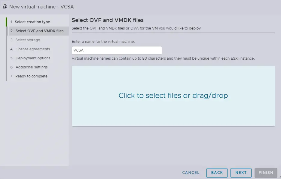 Select OVF and VDMK files