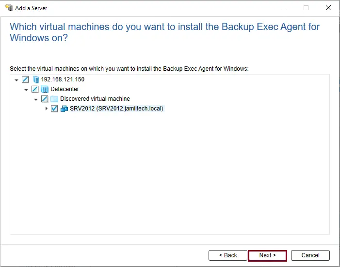 Select VM you want to install agent