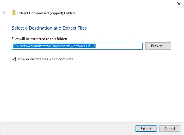 Select a destination and extract files