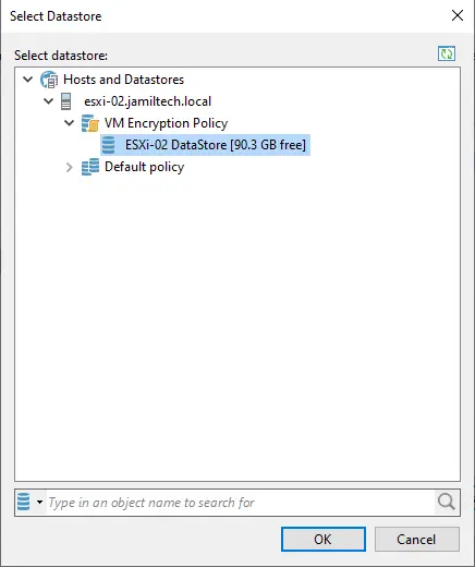 Select datastore Veeam