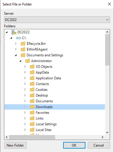 Select file or folder Veeam