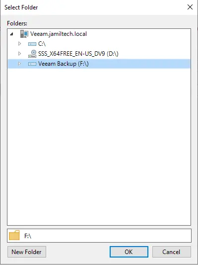 Select folders Veeam