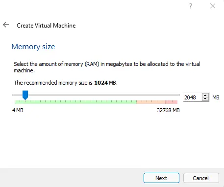 Create virtual machine memory