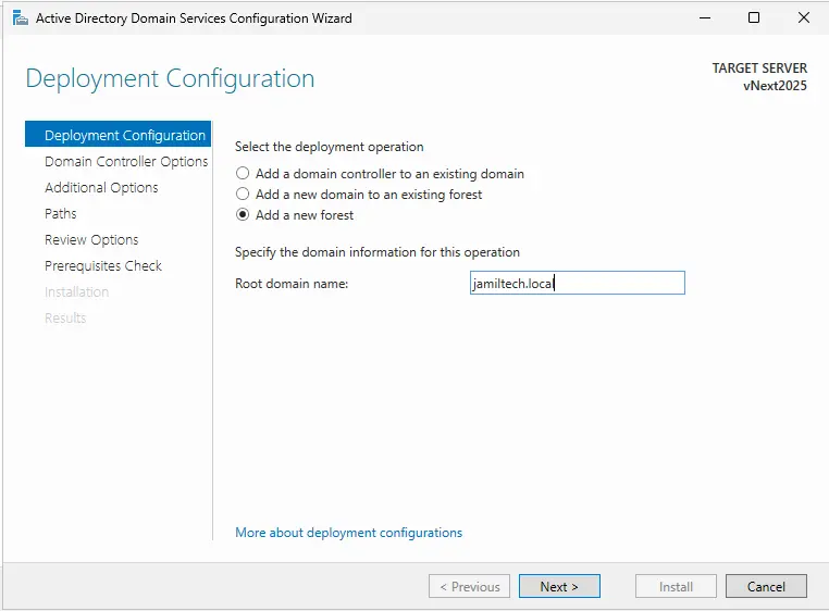 Select the Deployment Configuration