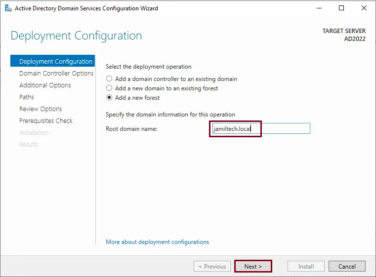 Select the Deployment Configuration