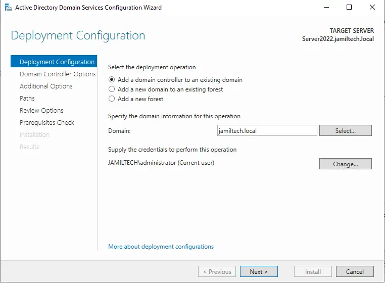 Select the deployment operation