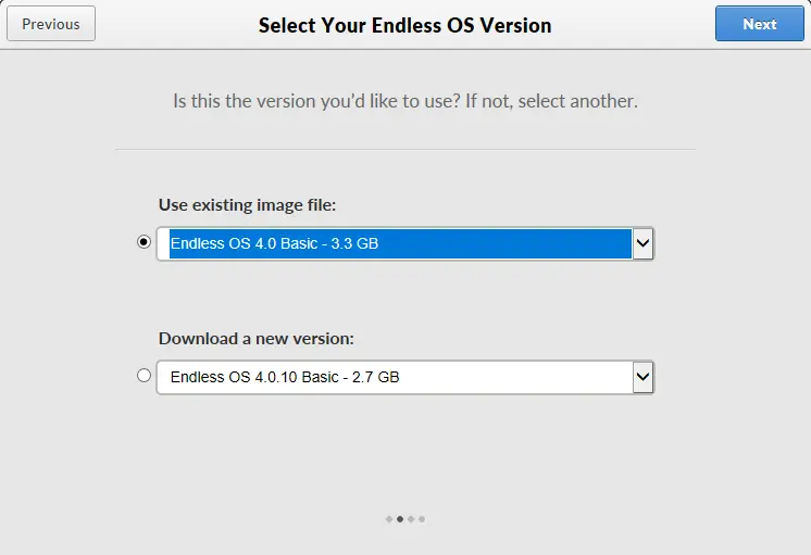 Select your Endless OS version