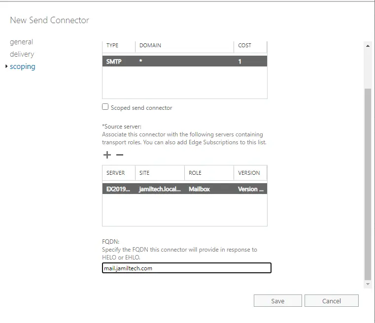 Send Connector scoping option