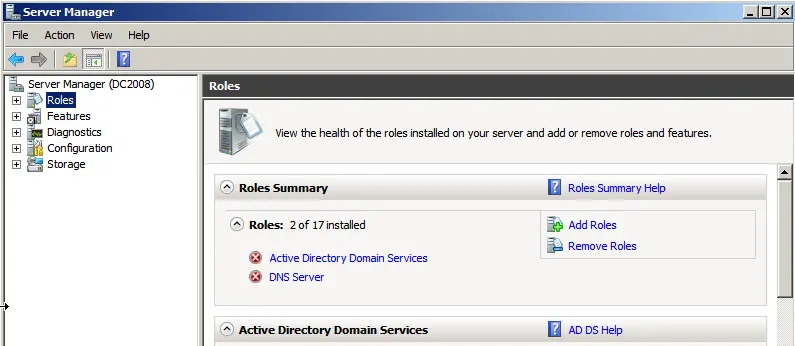 Server manager 2008 remove roles