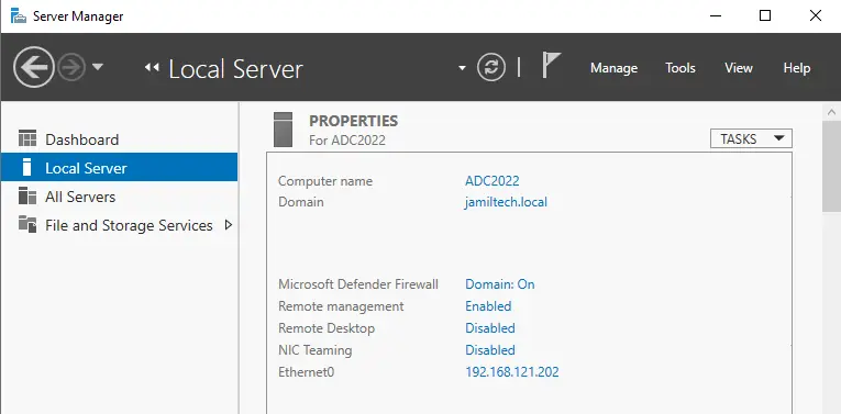 Server manager local server