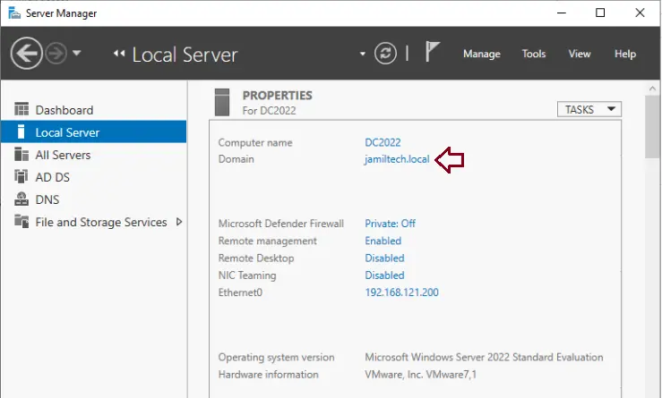 Server manager local server