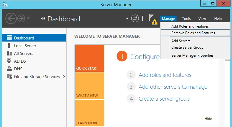 Server manager manage