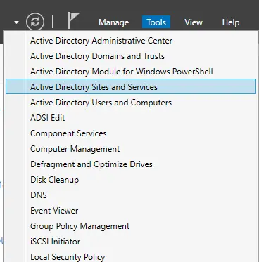 Server manager tools tab