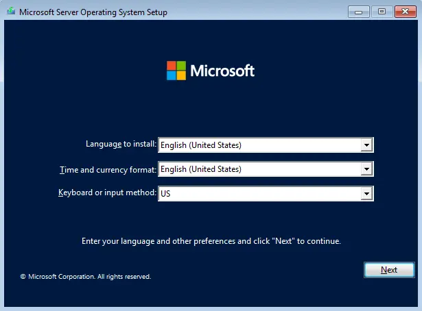 Server operating system setup