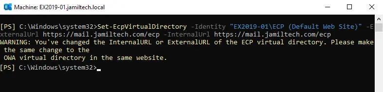 Set ECP virtual directory PowerShell