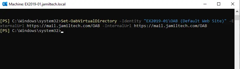 Set OAB virtual directory PowerShell