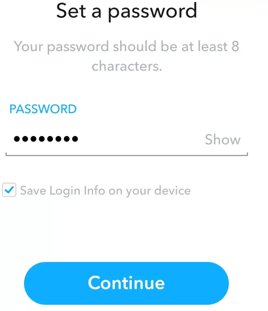 Set a password snapchat