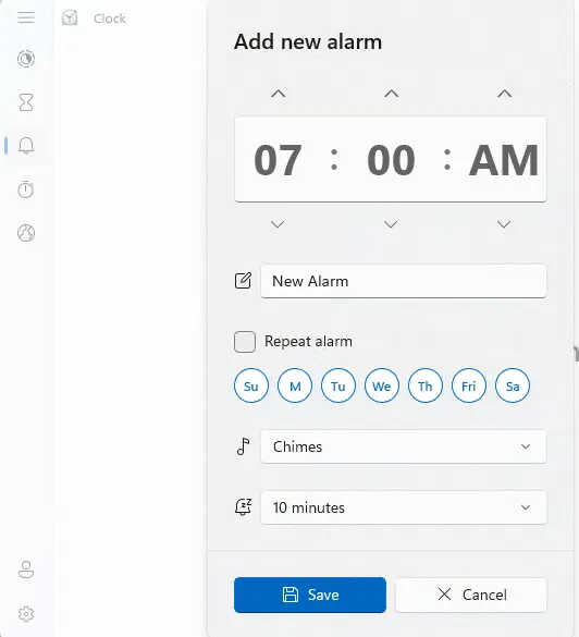 Set an alarm in Windows