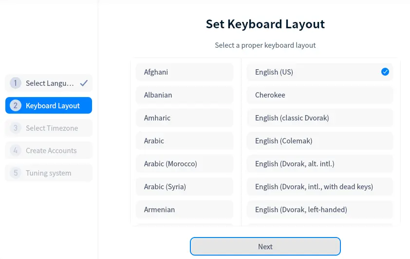 Set keyboard layout Deepin Linux