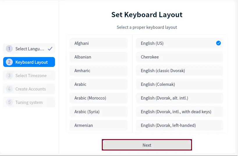 Set keyboard layout Deepin OS