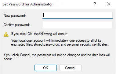 Set password for local user