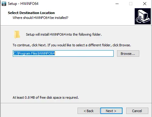 Setup-HWiNFO64 installation location