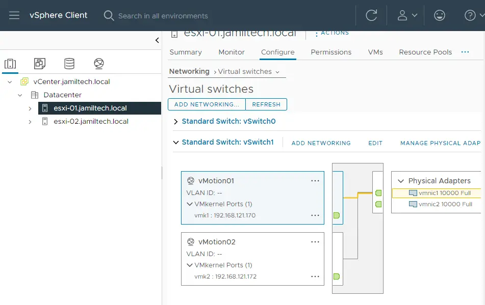 Setup Multi NIC vMotion