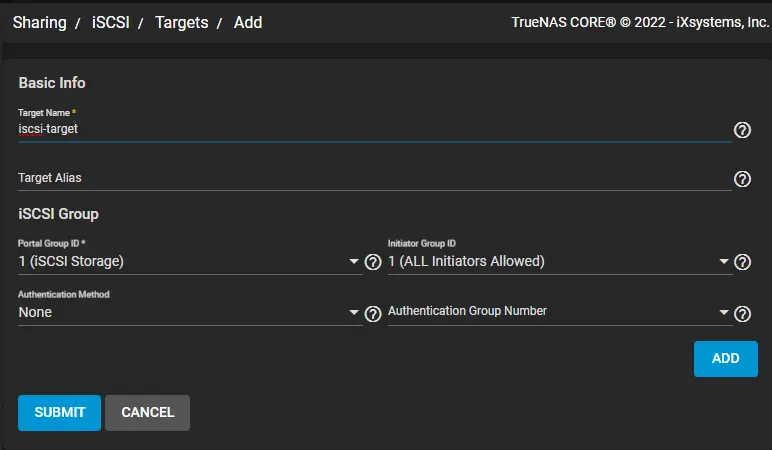 Setup iSCSI in FreeNAS