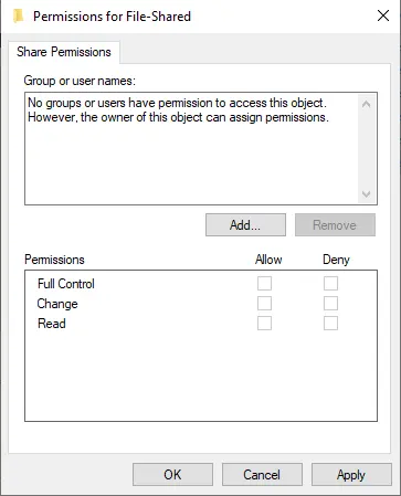 Share permissions for folder
