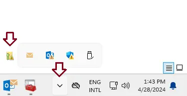 Show hidden icon in Windows