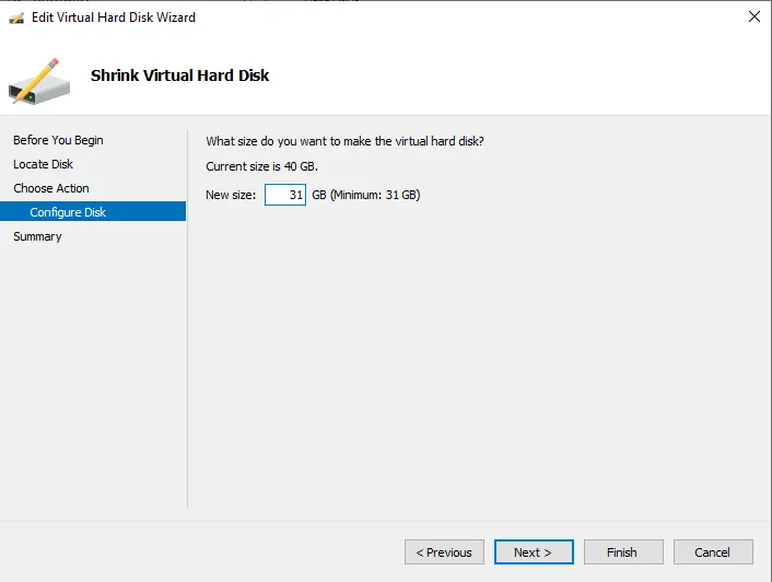 Shrink virtual hard disk