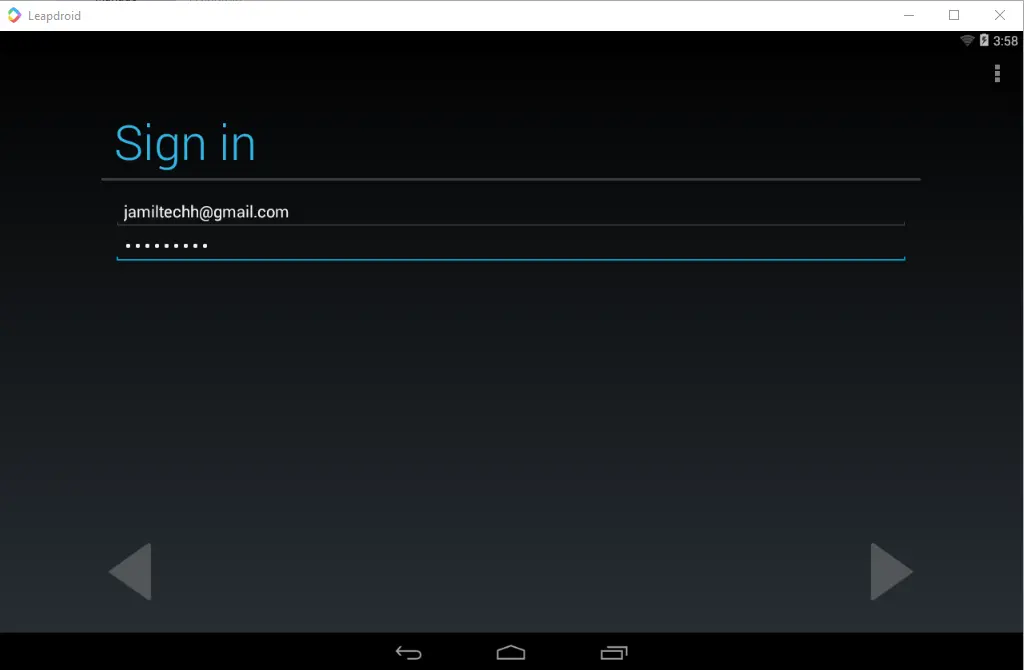 Sign in Gmail Leapdroid