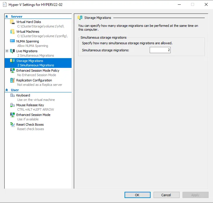 Simultaneous migrations Hyper-V