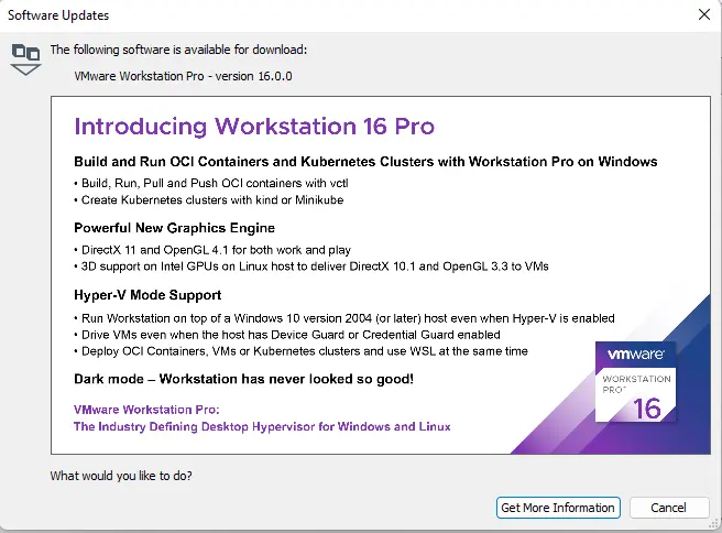 Software updates introducing Workstation pro