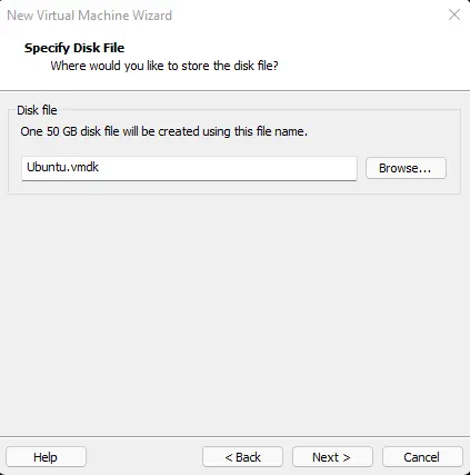 Specify disk file new VM